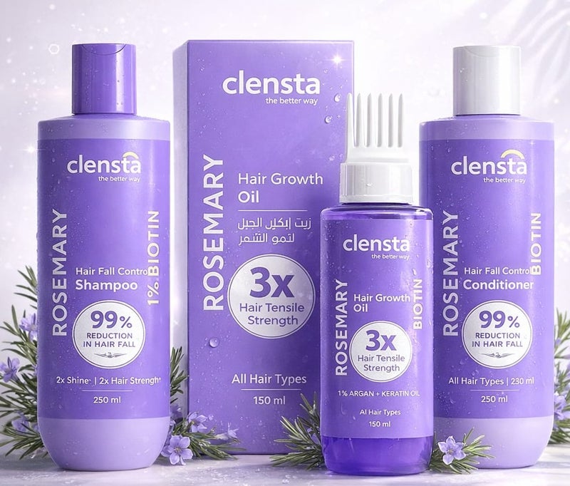 Cleansta Rosemary Hair Strengthening and Anti-Hair Loss Set contains: Shampoo, Conditioner, and Oil